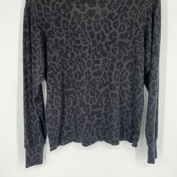 LNA Animal Print Cut Out Frill Hem Long Sleeve Pullover Sweater Black Women's XS - Picture 8 of 10